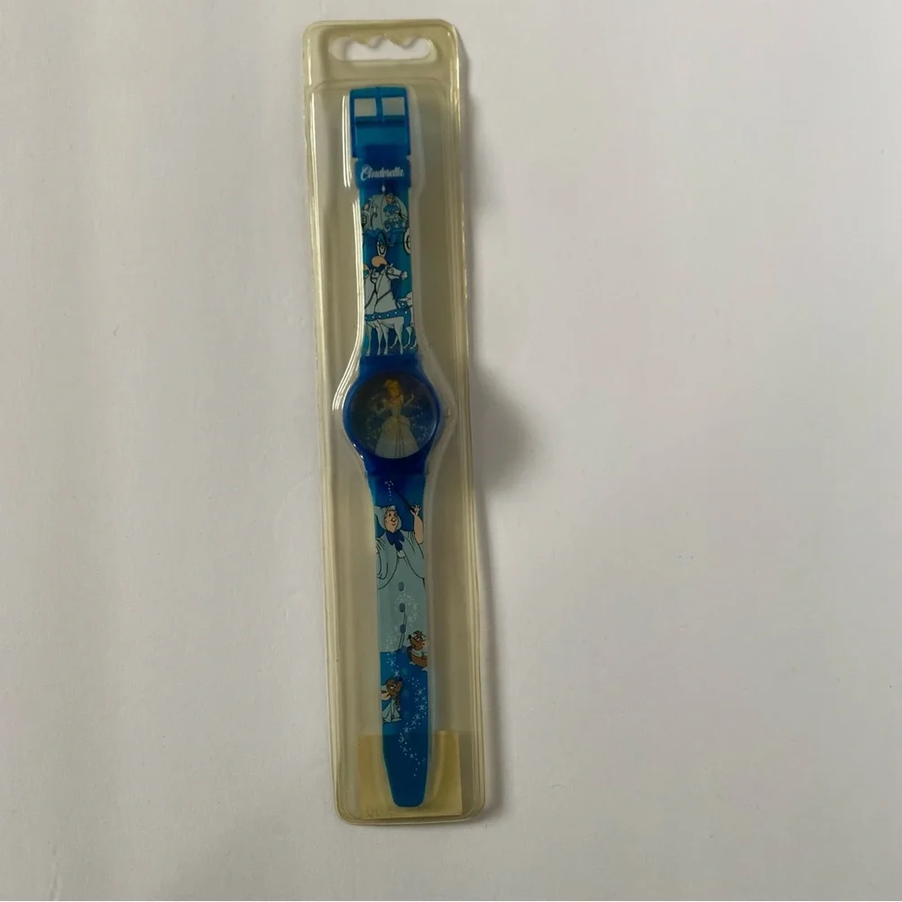 Disney Cinderella Lenticular Digital Blue Plastic Watch Vintage New Princess